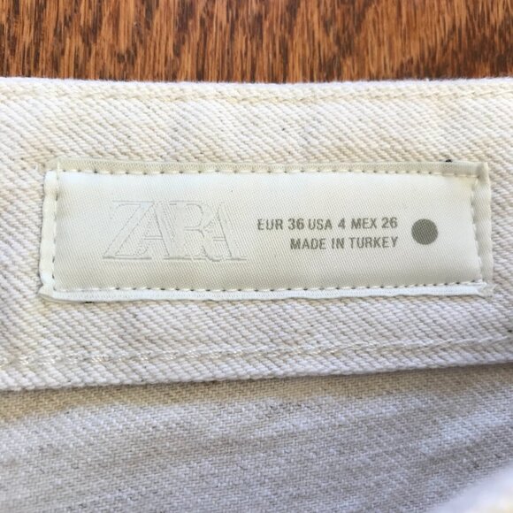 NWT Zara the Low Rise Wide Leg Jeans Denim Womens 4 26 Cream NEW 33" Inseam NEW - Picture 5 of 13